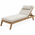 Verstelbaar buitenligbed 200 x 70 cm van massief teakhout met beige kussens