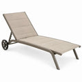 Ligbed met wielen en verstelbare rugleuning, 200 x 65 x 35 cm, beige/taupe