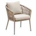 Beige terrasstoel met armleuningen en kussens, 68 x 75 x 83 cm