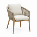 Tuinstoel met armleuningen van acaciahout en touw, naturel/bruin/beige, 64 x 70 x 82 cm