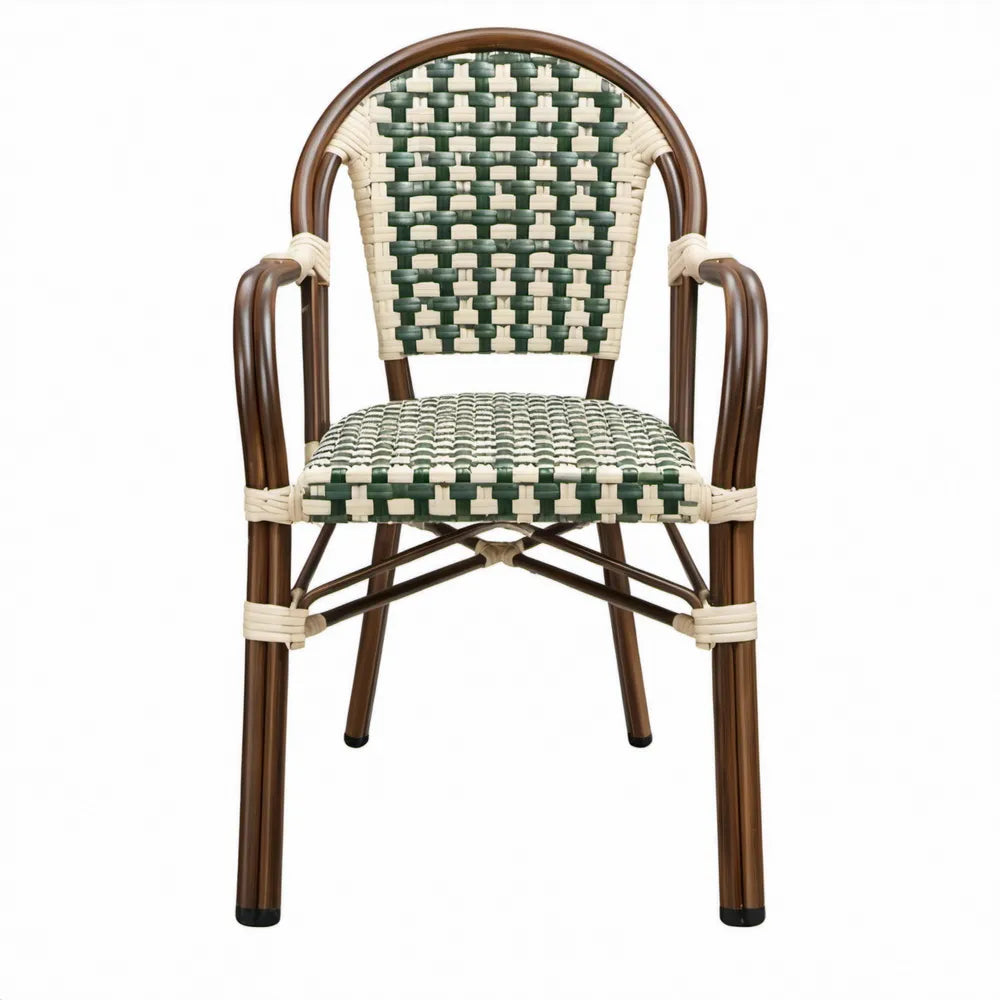Bistrostoel met armleuningen 57 x 60 x 89 cm Groen/Crème/Bruin