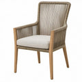 Tuinstoel met armleuningen 62 x 66 x 91 cm van acaciahout, beige PE-touw en gebroken wit kussen