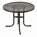Ronde metalen tuintafel met parasolgat Ø 90 x 72 cm Donkerbruin