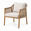 Armstoel met armleuningen 65 x 60 x 80 cm naturel bruin, taupe en crèmewit