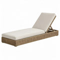 Verstelbaar ligbed van PE-rattan met crèmekleurig kussen, 200 x 65 x 33 cm