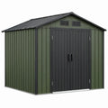 Metalen opbergschuur 257 x 205 x 202 cm met dubbele draaideur - Donkergroen/Antracietgrijs