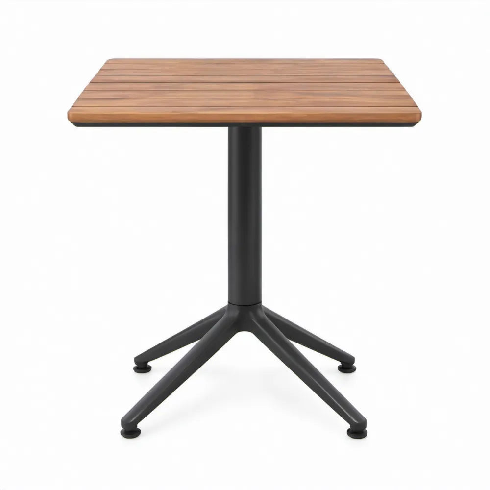 Vierkante tuintafel 80 x 80 x 74 cm van acaciahout en aluminium - Bruin/Zwart
