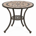 Ronde tuintafel met keramisch mozaïek, Ø 76 x 71 cm, Beige/Bruin/Zwart