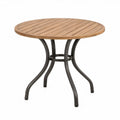 Ronde tuintafel Ø80 x 75 cm - naturel teakhout met zwart stalen onderstel
