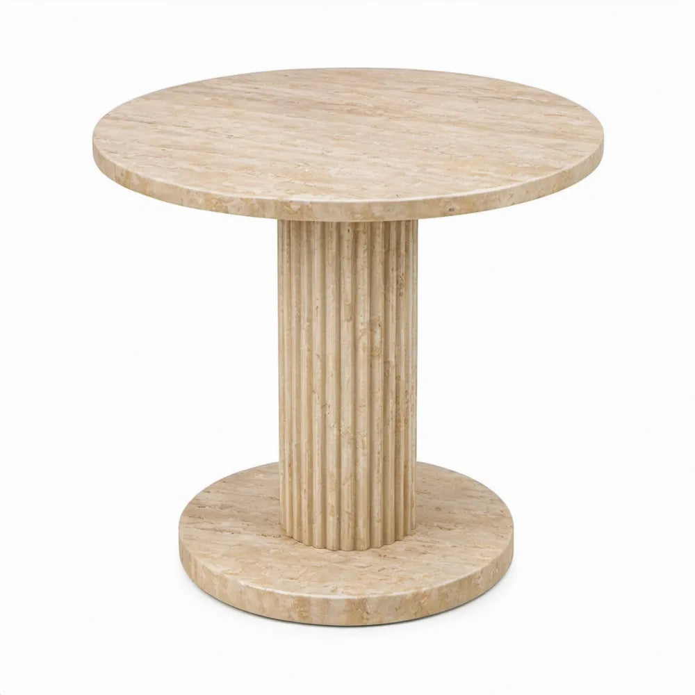 Ronde travertijnen tuintafel Beige Ø 80 x 75 cm