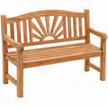 2-zits tuinbank van massief teakhout met armleuningen, 120 x 62 x 90 cm, naturelbruin