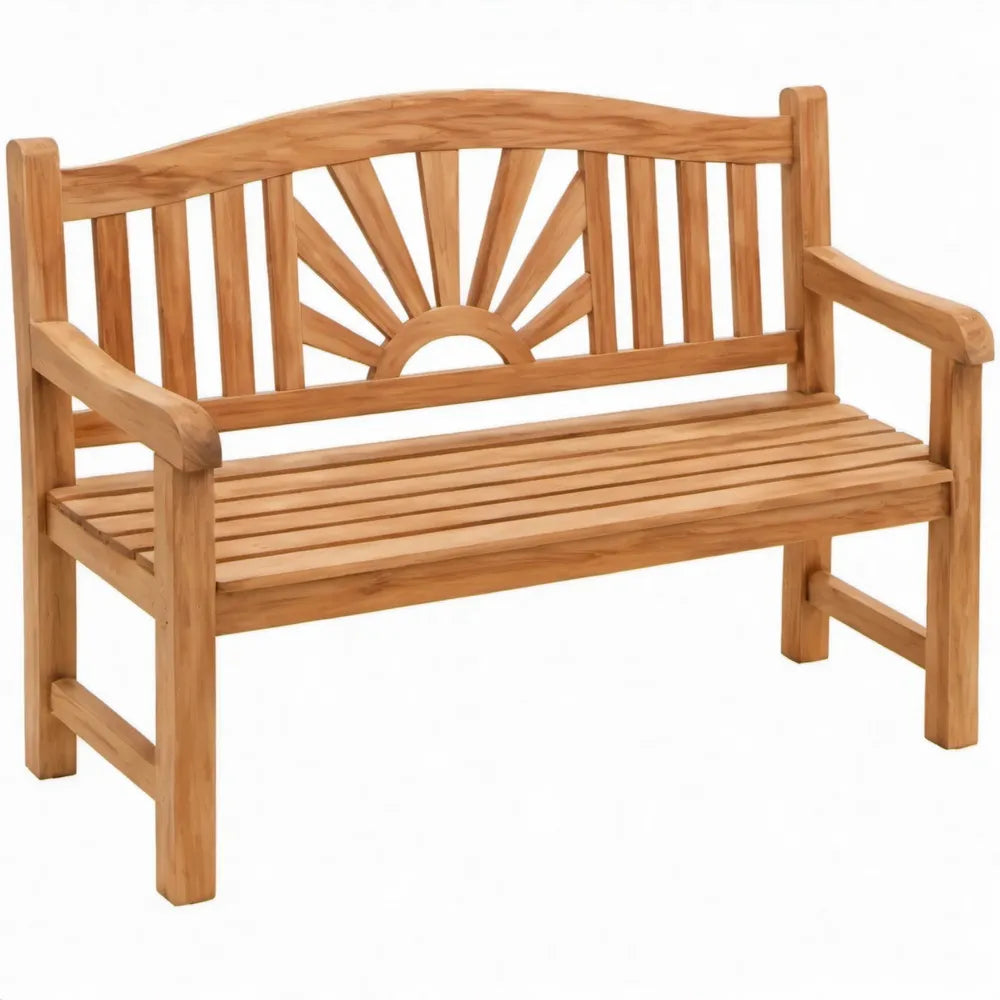 2-zits tuinbank van massief teakhout met armleuningen, 120 x 62 x 90 cm, naturelbruin