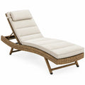 Verstelbaar ligbed van PE-rotan met kussen en hoofdsteun, natuurlijk bruin/beige, 200 x 70 x 33 cm