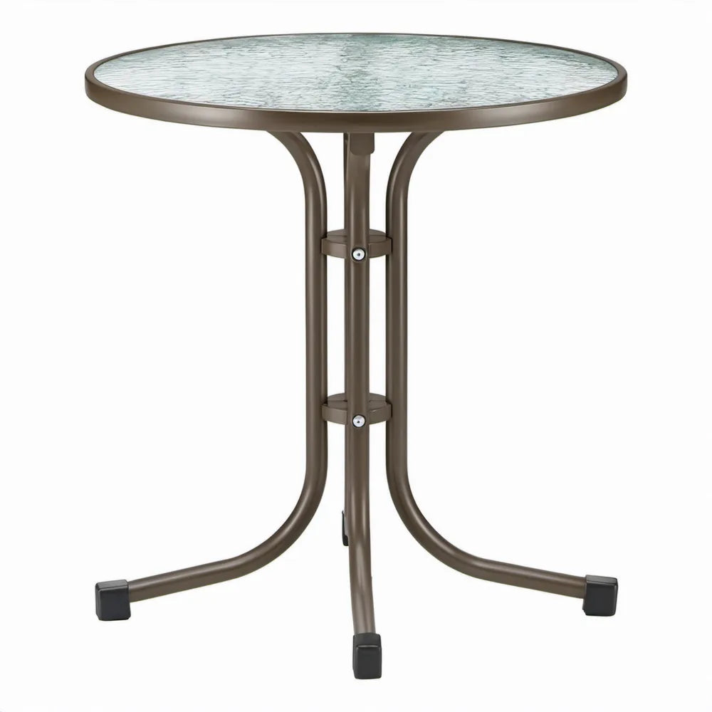 Ronde bistrotafel Ø 60 x 70 cm met gehard glazen blad en bronskleurig stalen onderstel