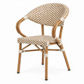 Bistrostoel met armleuningen 56 x 60 x 82 cm beige/naturel gevlochten PE met aluminium frame